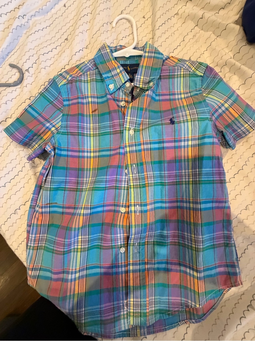 Ralph Lauren Men's Multi-Color Plaid Short Sleeve Button-Down Shirt